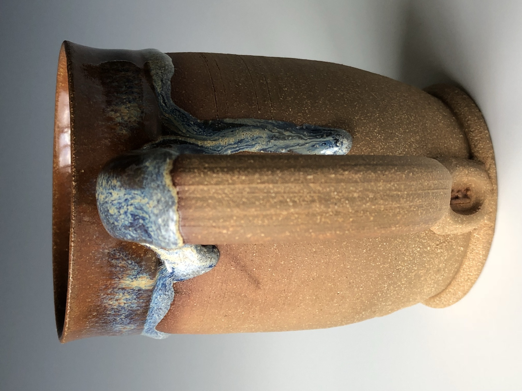 Tan mugs, blue drip, glaze PC-21 + SH-088 (photo 3 of 3)